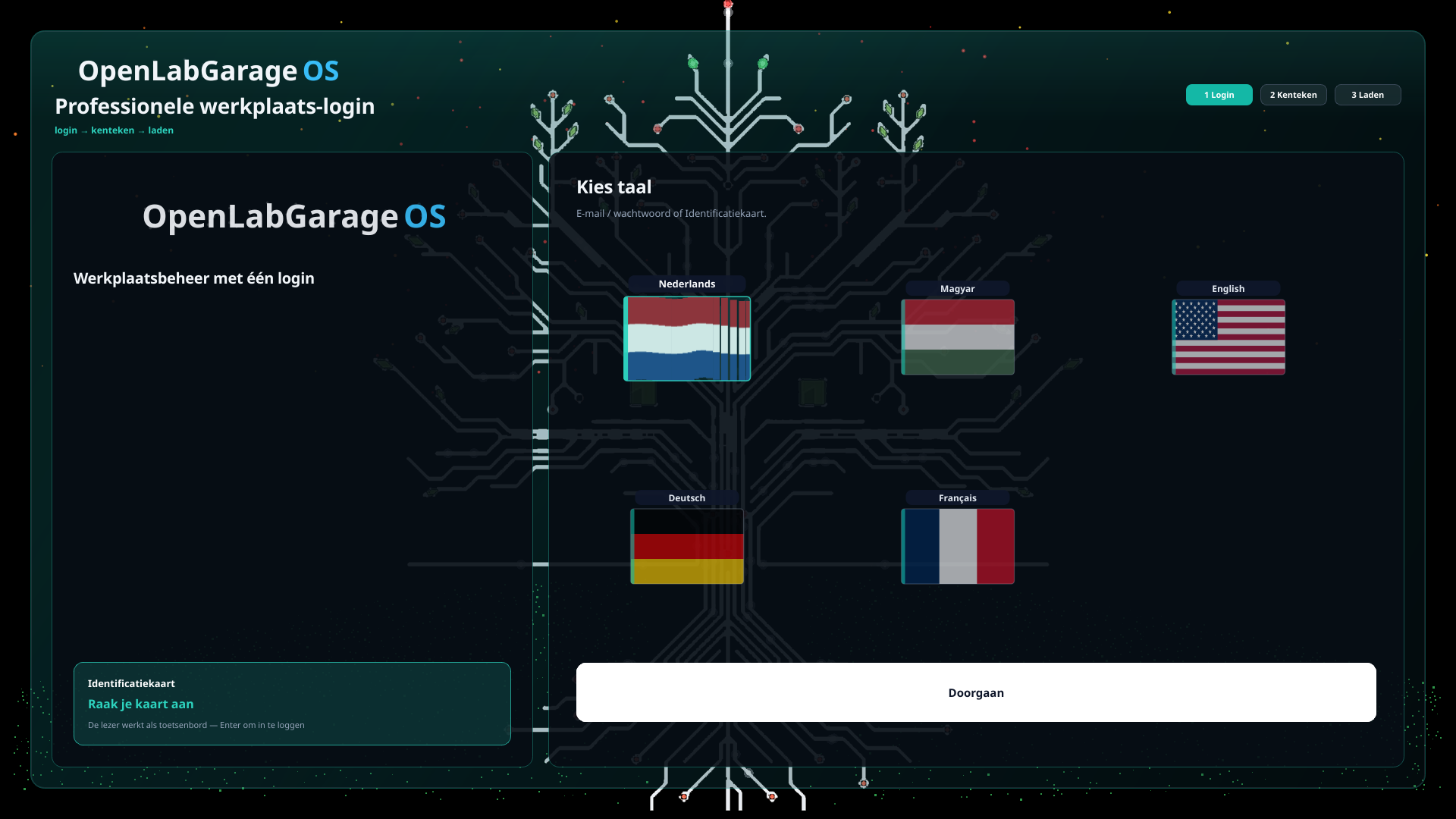 Kiosk login — sign in to use your workshop bay